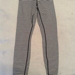 Lululemon Athletica Black and White Striped Leggings